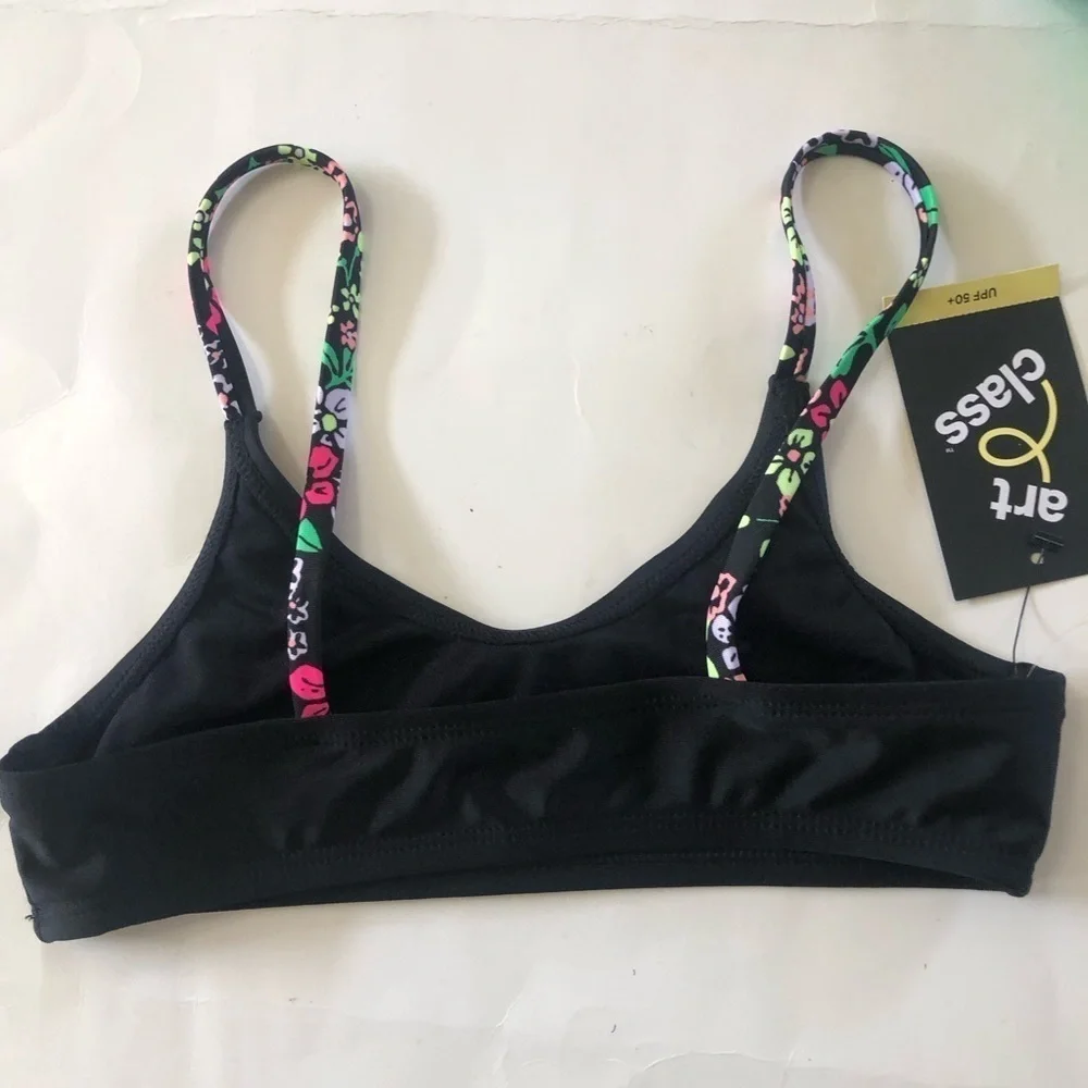 Bundle 3Pc Art Class Black Bralette Floral Bikinis Swimwear Set Size M8